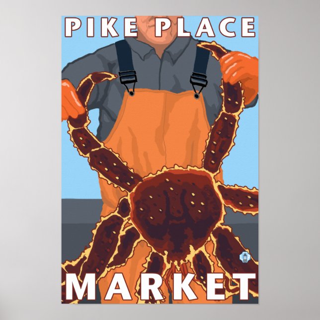 Kung Crab Fisherman - Pike Ställe Market, Seattle Poster (Framsidan)