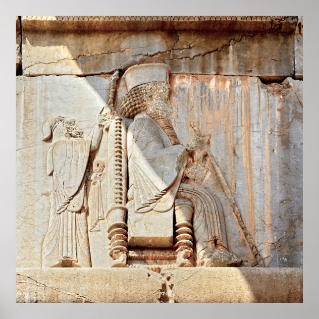 Kung Darius I. Bas-relief, Persepolis, Iran Poster (Framsidan)