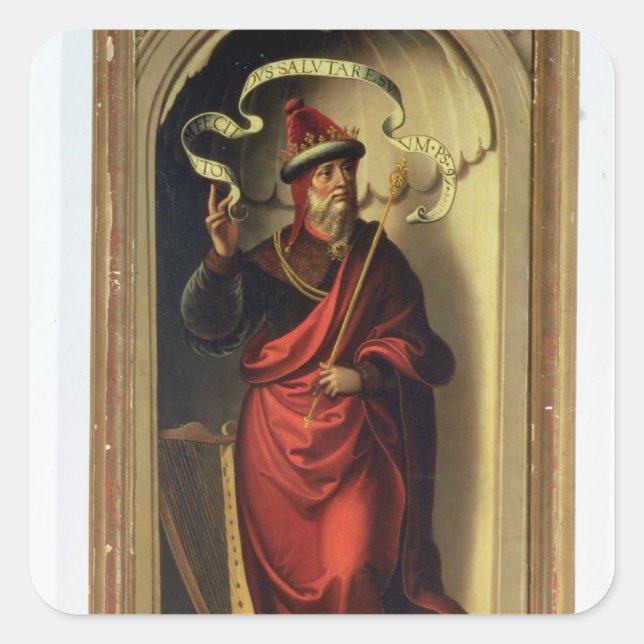 Kung David Fyrkantigt Klistermärke (Framsida)