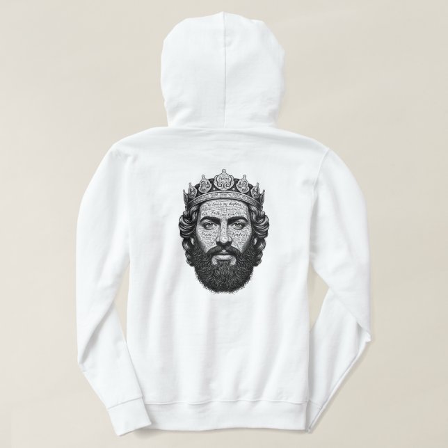 Kung David Kalligrafi Porträtt - Vintage Script Hoodie (Design baksida)