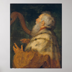 Kung David som spelar Harp Poster