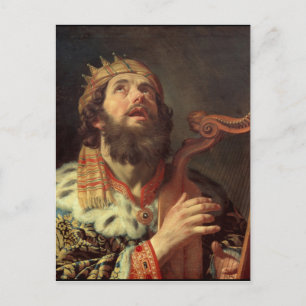 Kung David som spelar Harp Vykort