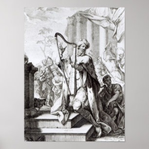 Kung David som spelar Lyre Poster