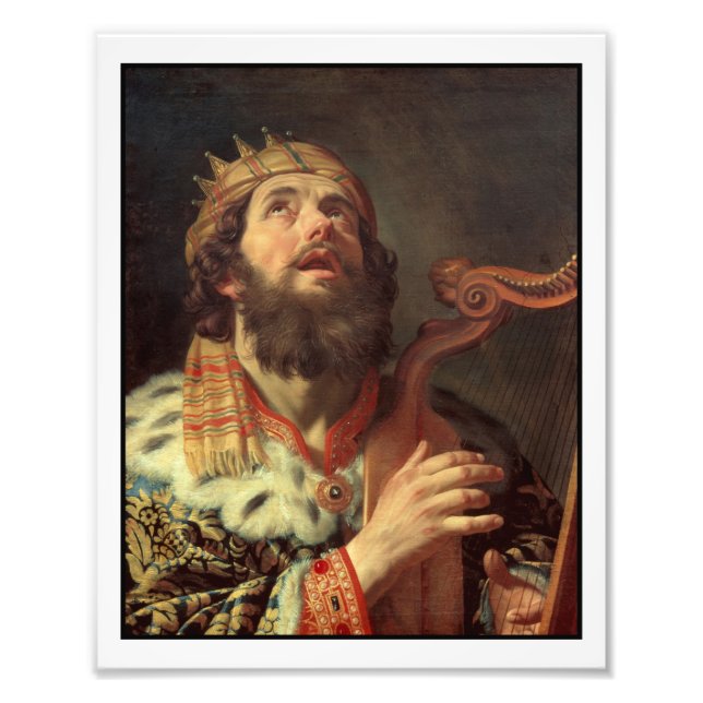 Kung David som spelar ut sin Harp Fototryck (Framsidan)