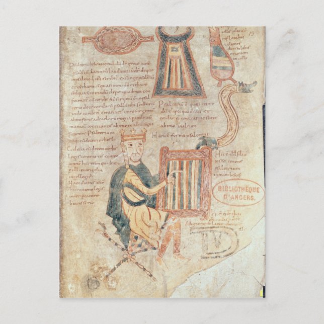 Kung David spelar en psalter från en psalter Vykort (Framsida)