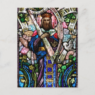 Kung David Stached Glass Art Vykort