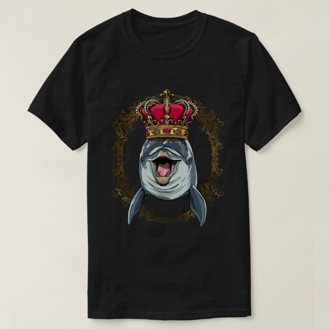Kung Dolphin Wearing CrownQueen Dolphin Animal T Shirt (Design framsida)
