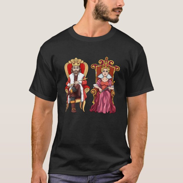 Kung drottning med Krona på tronen T Shirt (Framsida)