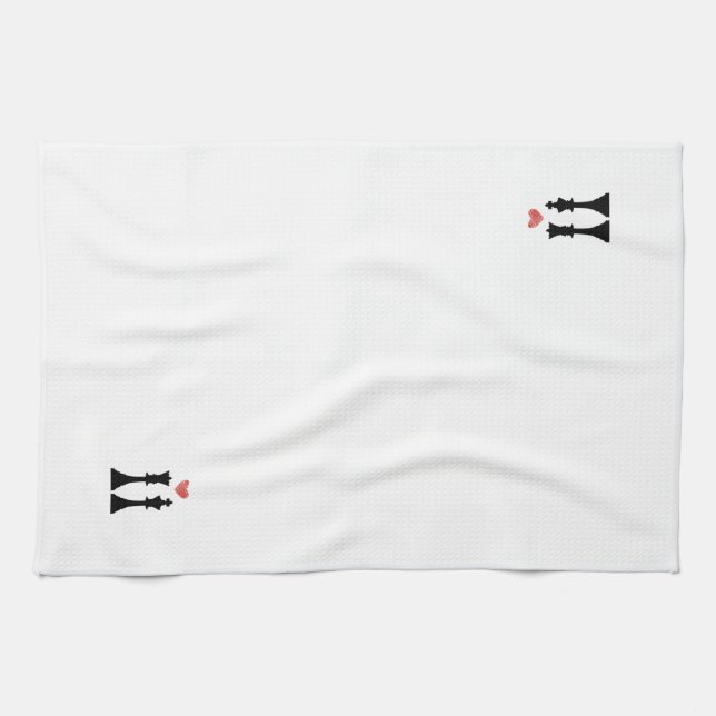 Kung- & drottningschackkärlek kökshandduk (Horisontell)