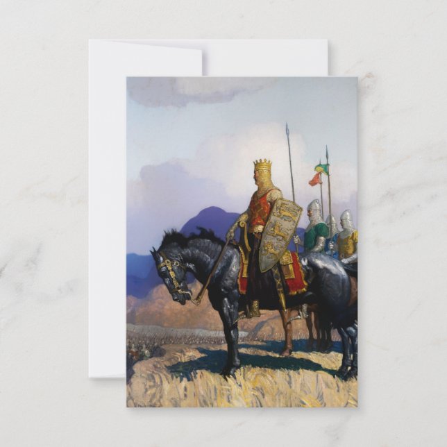 “Kung Edward betraktar slaget” av NC Wyeth Tack Kort (Framsida)