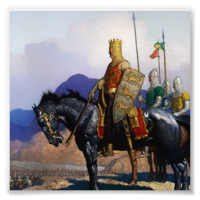 "Kung Edward Views the Battle" av NC Wyeth Fototryck (Framsidan)