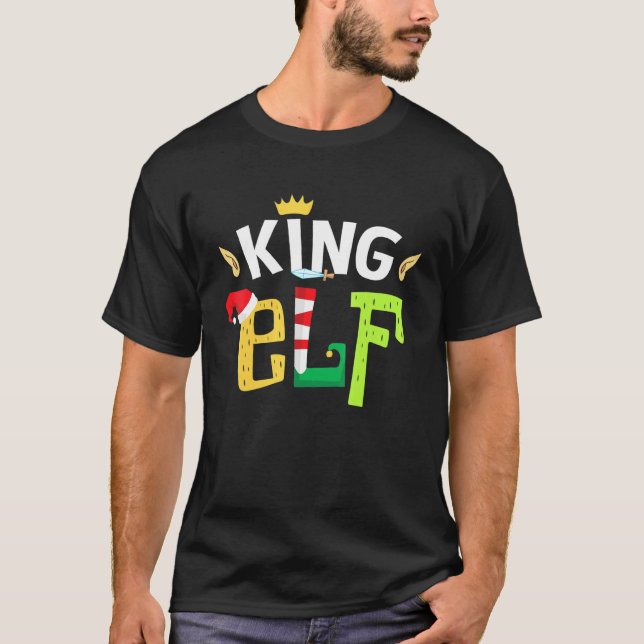 Kung Elf Elf Squad-familjens julmatchande Tee (Framsida)