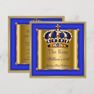 Kung eller Drottning Royal Blå Guld Krona Födelsed Inbjudningar
