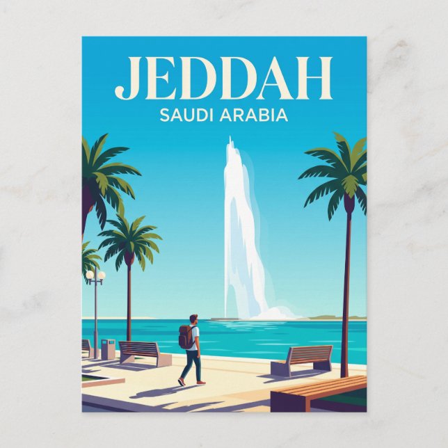 Kung Fahds fontän Saudiarabien Vykort (Framsida)