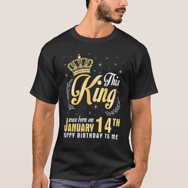 Kung föddes den 14 januari Grattis på födelsedagen T Shirt (Framsida)