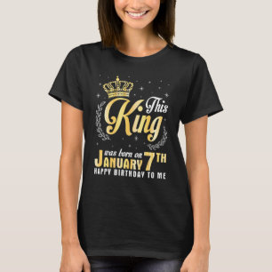 Kung föddes i januari 7:e Grattis på födelsedagen T Shirt