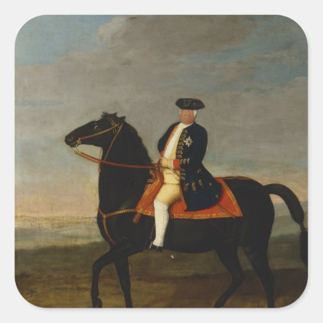 Kung Frederick William mig på hästrygg Fyrkantigt Klistermärke (Front)