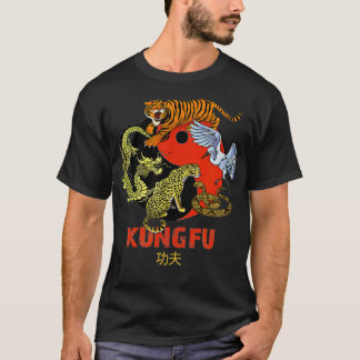 kung fu fem djur bildar kinesiska martialkonst t shirt