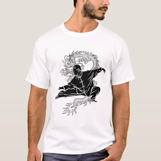 Kung fu Fighter China Warrior T Shirt (Framsida)