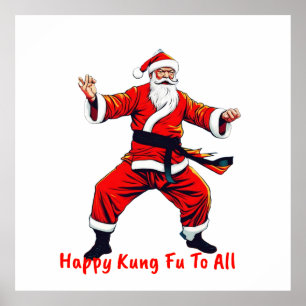Kung fu Fighting Santa Poster