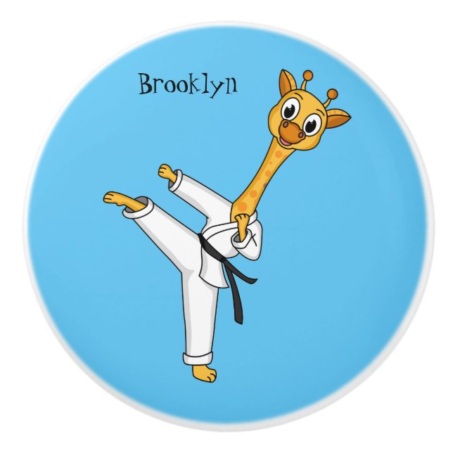 Kung Fu giraffe cartoon illustration Knopp (Framsidan)