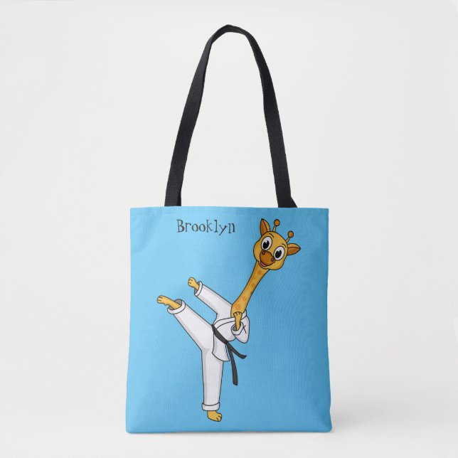 Kung Fu giraffe cartoon illustration  Tygkasse (Framsida)