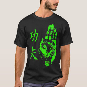 Kung fu Handflatan Strejka Grönt Featherscale T Shirt