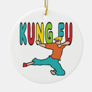 Kung fu julgransprydnad keramik