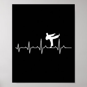 Kung Fu Karate Hjärtbeat Svart Bälte Kampsport Poster