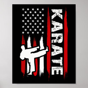 Kung Fu Karate Usa Flag Svart Bälte Kampkonst Poster