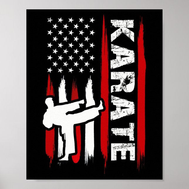 Kung Fu Karate Usa Flag Svart Bälte Kampkonst  Poster (Framsidan)