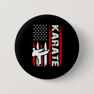 Kung Fu Karate Usa Flag Svart Bälte Kampsport Knapp