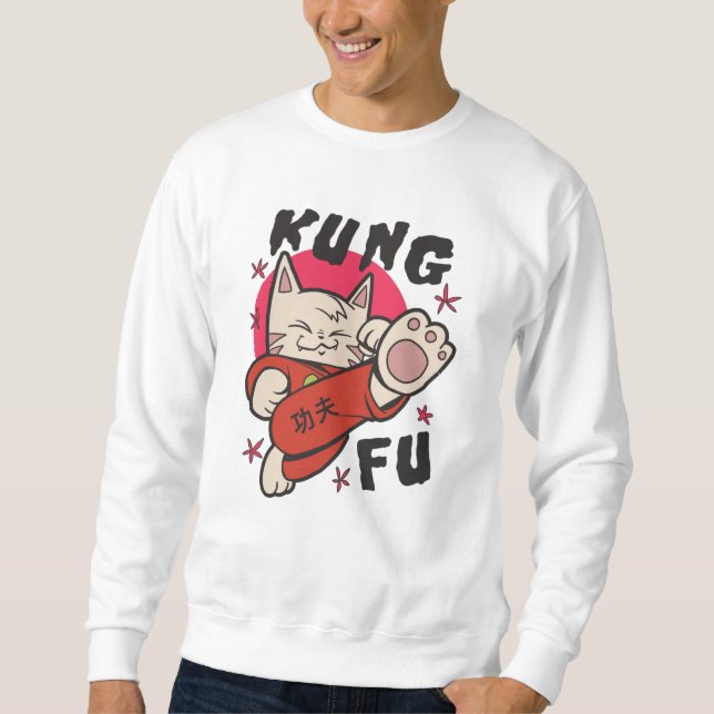 Kung fu Katt Lång Ärmad Tröja (Framsida)