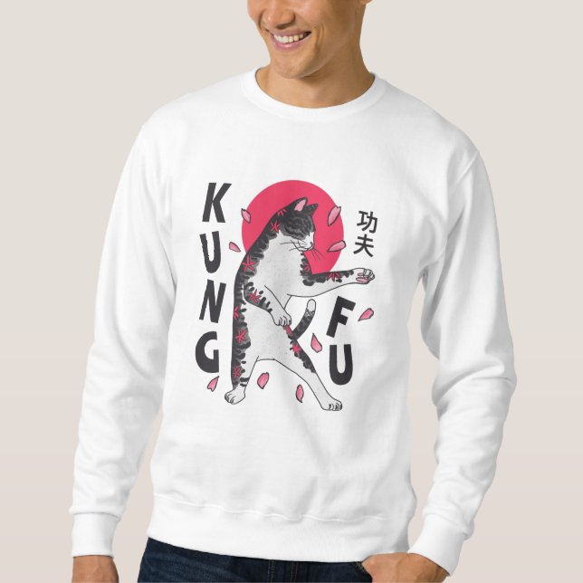 Kung fu Katt Lång Ärmad Tröja (Framsida)
