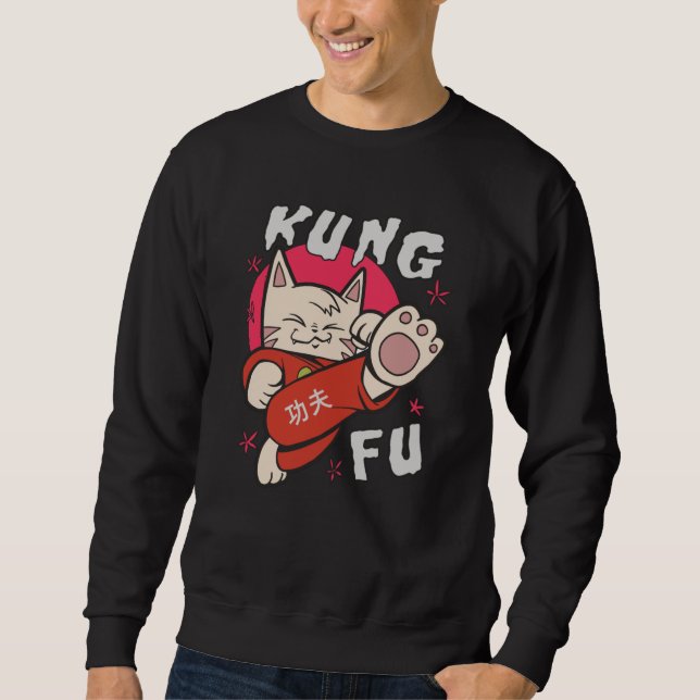 Kung fu Katt Lång Ärmad Tröja (Framsida)