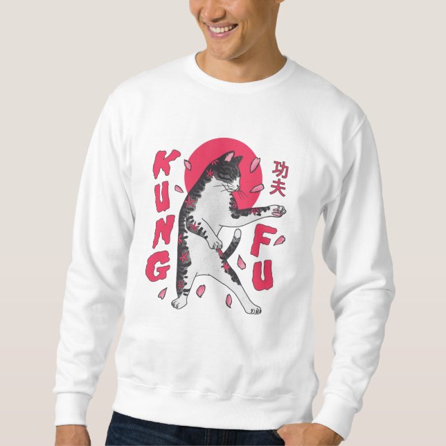 Kung fu Katt Lång Ärmad Tröja (Framsida)
