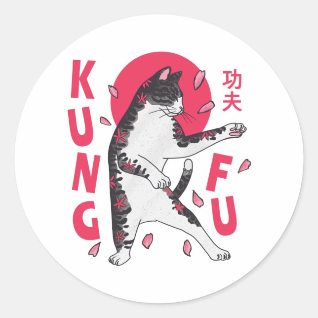 Kung fu Katt Runt Klistermärke (Framsida)