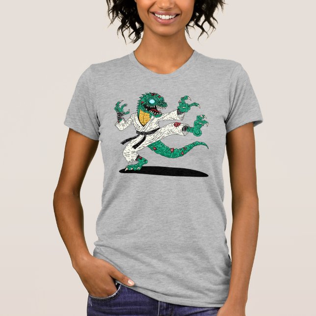 Kung fu Lizard Zombie T Shirt (Framsida)