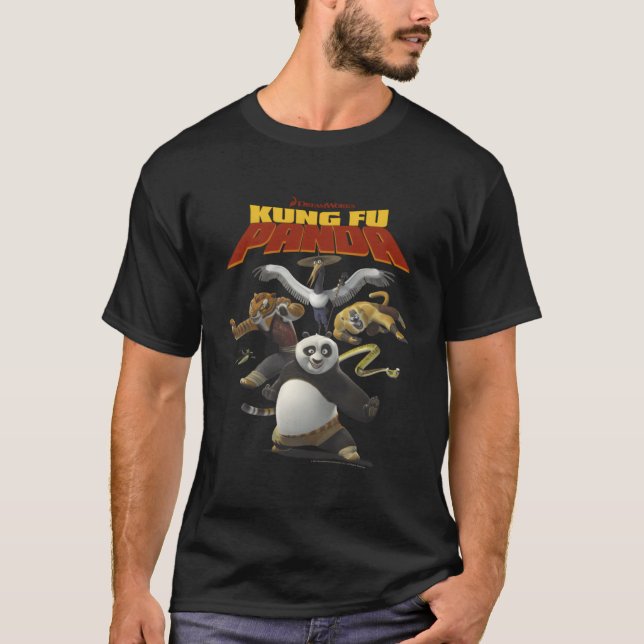 Kung fu Panda Group Shot Action Porträtt Movie T Shirt (Framsida)