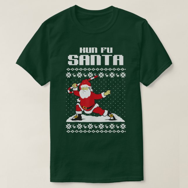 Kung fu SANTAChristmas Manar T Shirt (Design framsida)