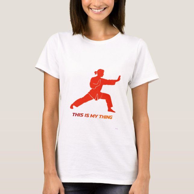 Kung Fu Silhouette Martial Arts Lifestyle Design T Shirt (Framsida)