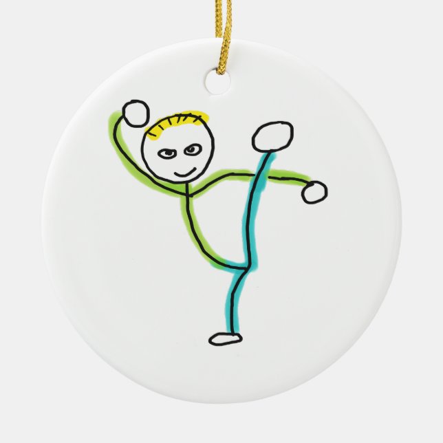 Kung Fu Stickman Julgransprydnad Keramik (Framsidan)