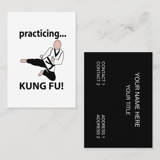 Kung Fu svart bälte kampsportlärare Visitkort (Fram/baksida)
