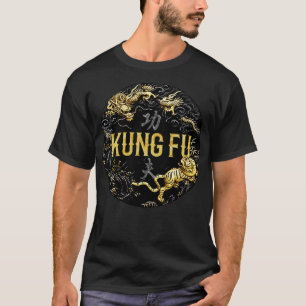 Kung fu Tiger och Dragon Battle T Shirt