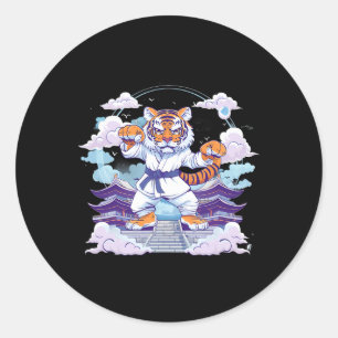 Kung Fu Tiger Pagod Torn Judo Mma Taekwondo Sparks Runt Klistermärke
