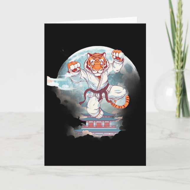 Kung Fu Tiger Pagod Torn Moon Mma Taekwondo Spark Kort (Framsida)