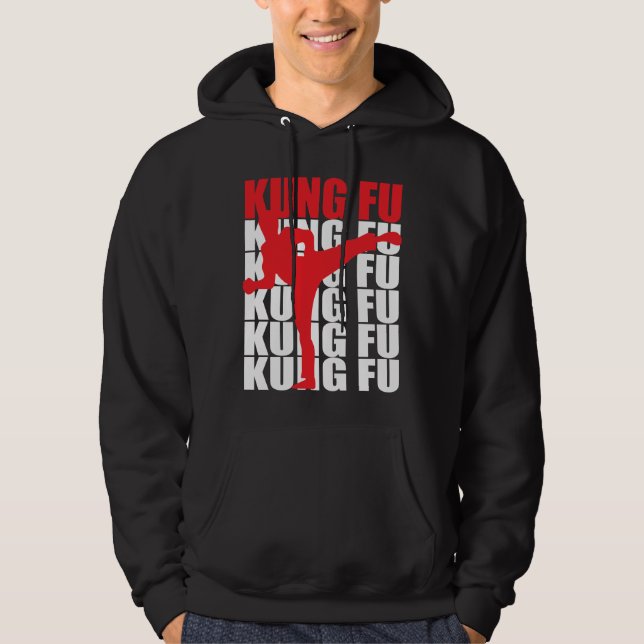 Kung fumörkHoodie Sweatshirt Med Luva (Framsida)
