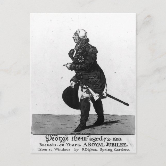 Kung George III, åldras 72, 1810 Vykort (Framsida)