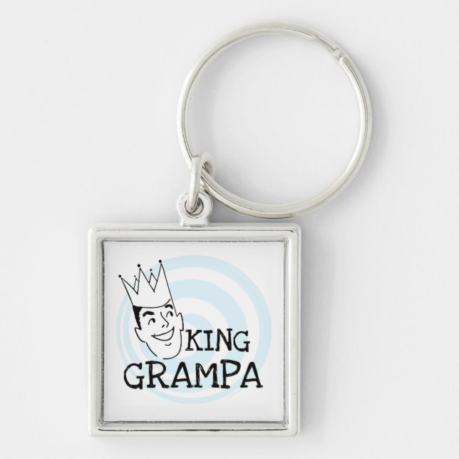Kung Grampa T-tröjor och presenter Fyrkantig Silverfärgad Nyckelring (Framsidan)
