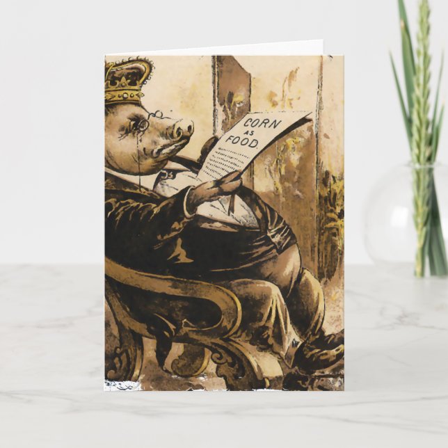 Kung Gris som läser hans tidning Kort (Framsida)